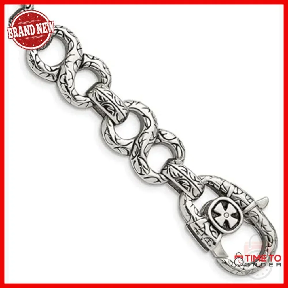 Stainless Steel Men's Bracelet 8.5in Lobster Clasp 15mm Width